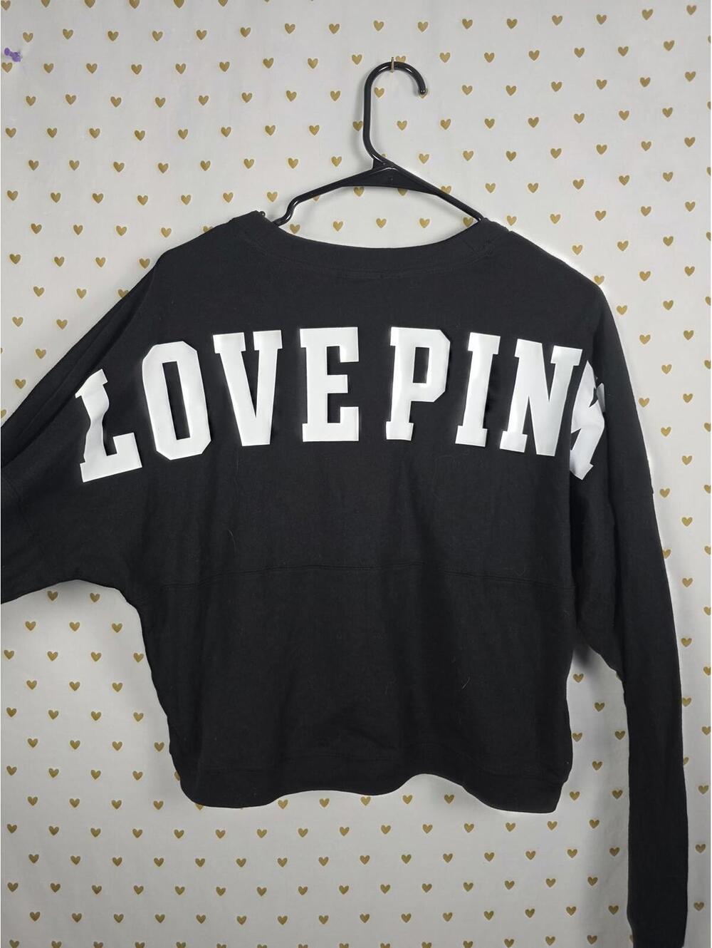 Victorias Secret PINK NEW NWT Cropped Lace Front Dog Logo LOVE Tee shirt XS $39